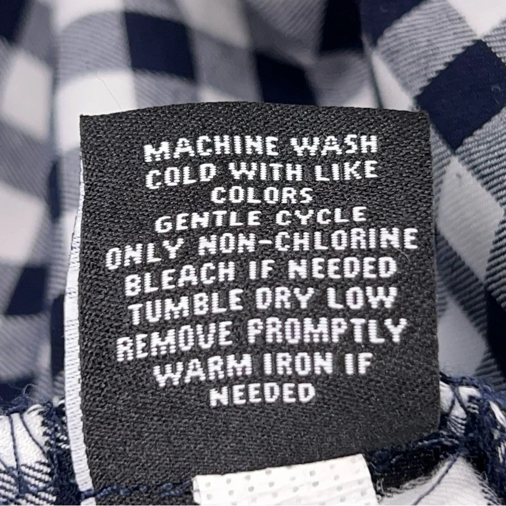 Small Victoria Beckham For Target Gingham Blue White Plaid Ruffle Preppy Cotton